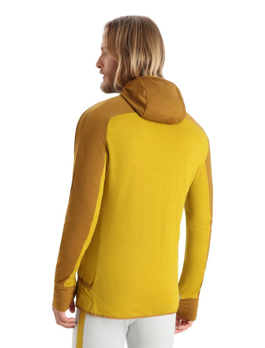 Icebreaker ZoneKnit™ Merino Long Sleeve Zip Férfi Kapucnis Pulóver Arany | HU 1273JPQJ